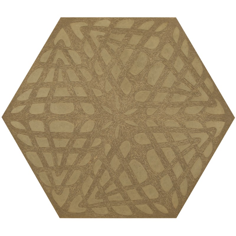 12" x 13-7/8" weave hexagon decorative field in crème