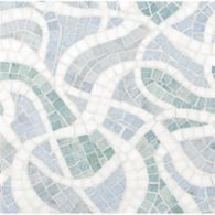 tempest mosaic with carrara, ming green, celeste blue, and thassos standard in polished finish