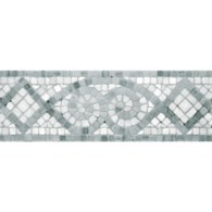 4" x 12" abbey border mosaic with ming green and chippolino in tumbled finish