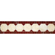 3-1/8" x 12" circle square border mosaic with red lake and jerusalem gold in polished finish