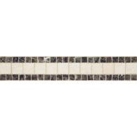 2-3/8" x 12" linea border mosaic with travertine navona and mystique in polished finish