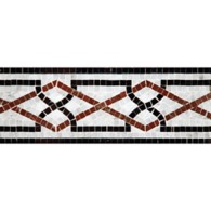 5" x 12" ming border mosaic with carrara, red lake, and nero pure black in polished finish