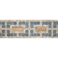 4-3/8" x 12" pendleton border mosaic with noce travertine in polished finish and noce travertine and mystique in tumbled finish