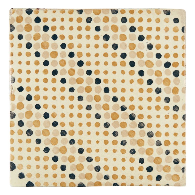 Tiempo Signac 4.625" x 4.625" field tile in Caramelo, Charcoal, and Latte