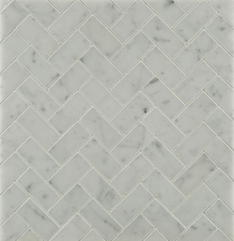 Large herringbone mosaic in honed finish