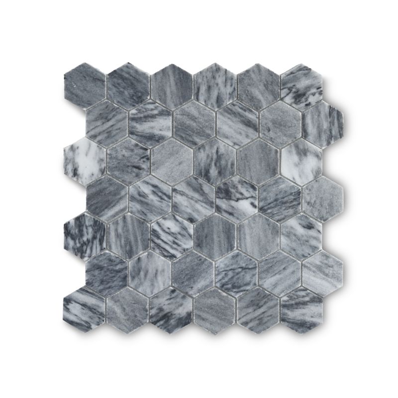 Catia Grey 2" hexagon honed mosaic