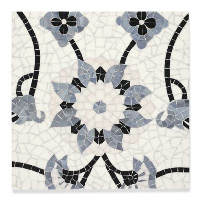 12" x 12" Marmaris mosaic inA bsolute White (seaglass), Labradorite, Champagne, Obsidian