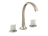 Sink Faucet, Arch Spout, White Porcelain Knob Handles