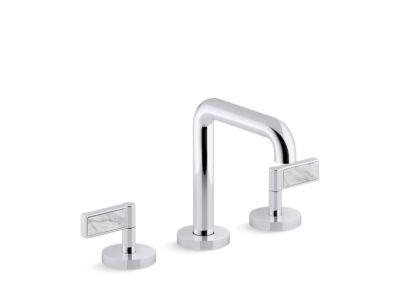 Sink Faucet, Tall Spout, White Carrara Handles