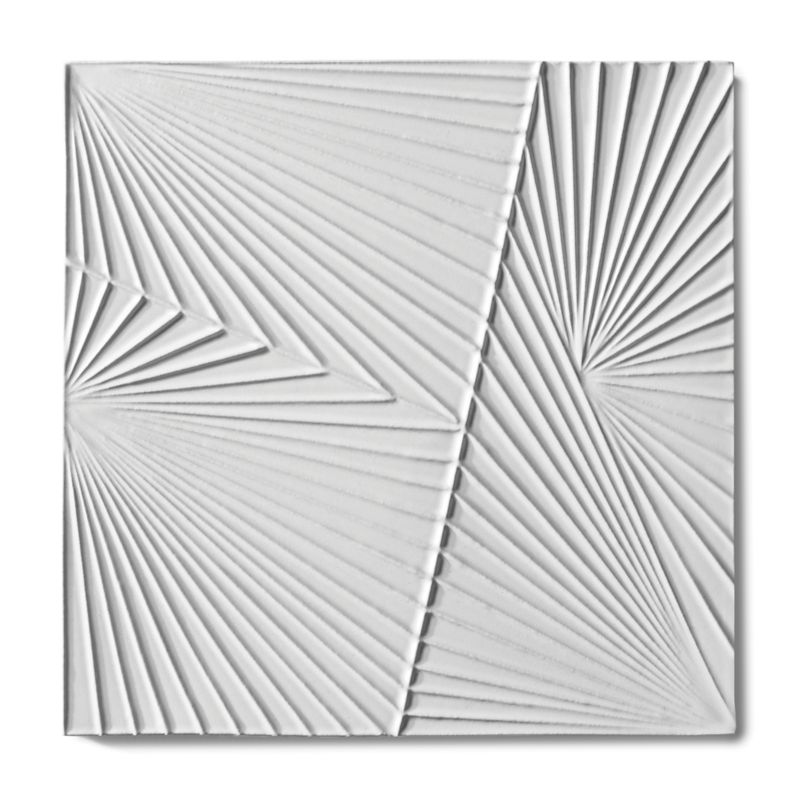 Tableau by Kelly Wearstler 9" x 9" Horizon 2 field tile in White Shimmer