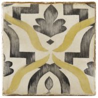 4-5/8" x 4-5/8" yaffo 3 decorative tile in honey, charcoal and off white