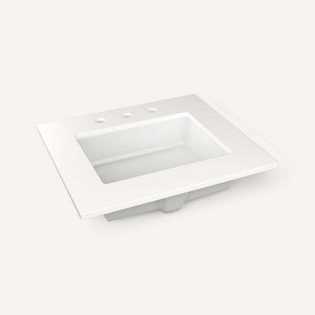 Ceramic/Impressions 31 in. W. Rectangular Vanity Top with 8 in. Widespread Faucet Holes in White Ceramic/Impressions 31 in. W. Rectangular Vanity Top with 8 in. Widespread Faucet Holes in White