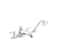 Deck-Mount Bath Faucet with Diverter and Handshower, Lever Handles 1