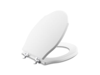 Colored Wood Toilet Seat, Elongated, with Polished Brass Trim