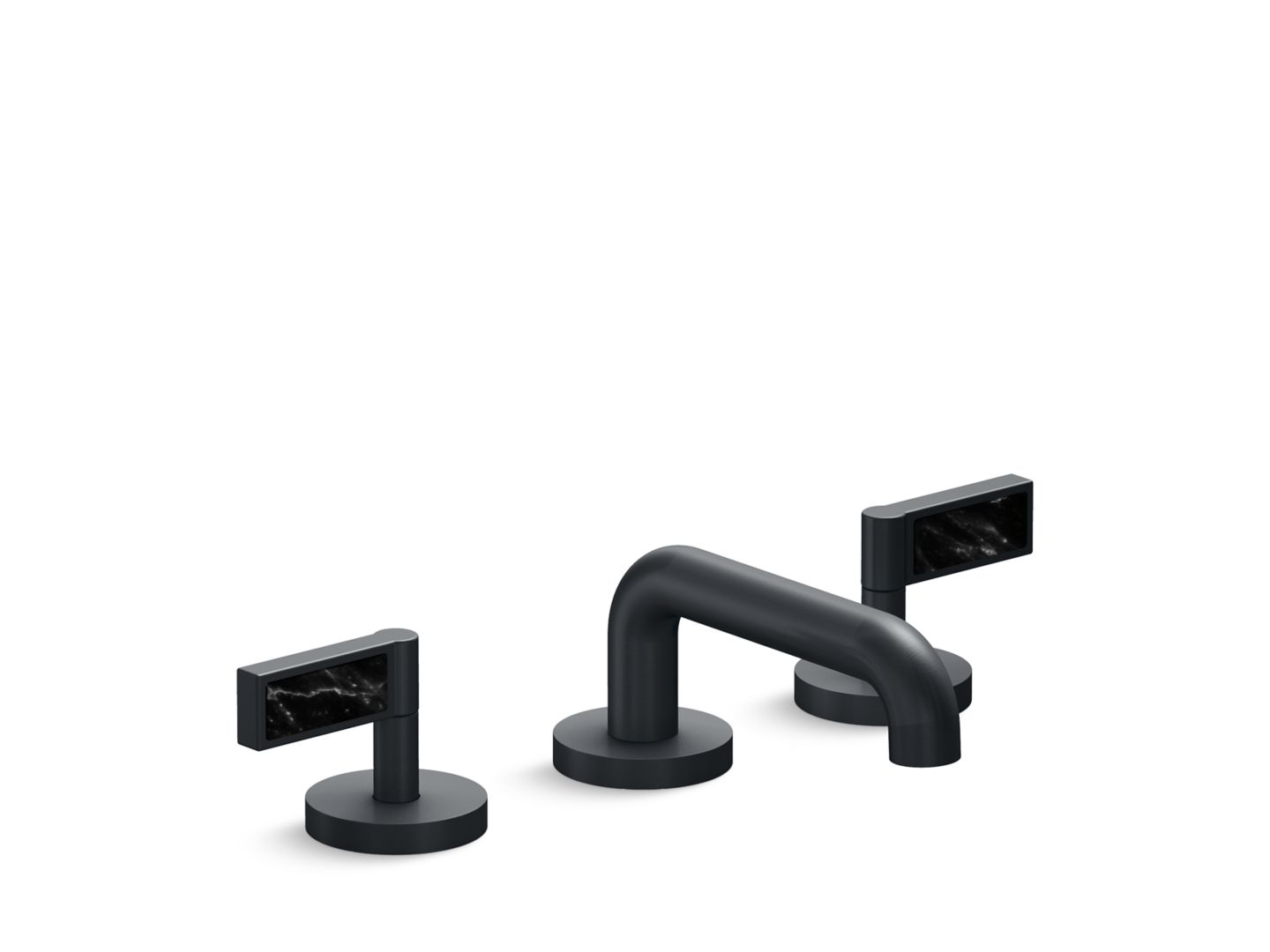 One Decorative Sink Faucet, Low Spout, Nero Marquina Handles