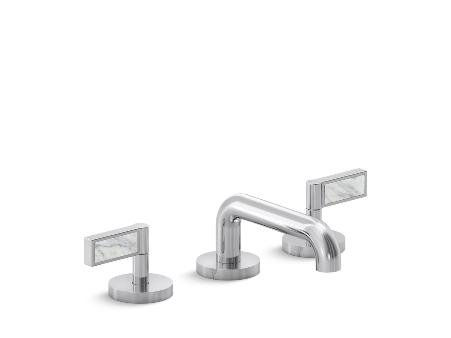 One Decorative Sink Faucet, Low Spout, White Carrara Handles