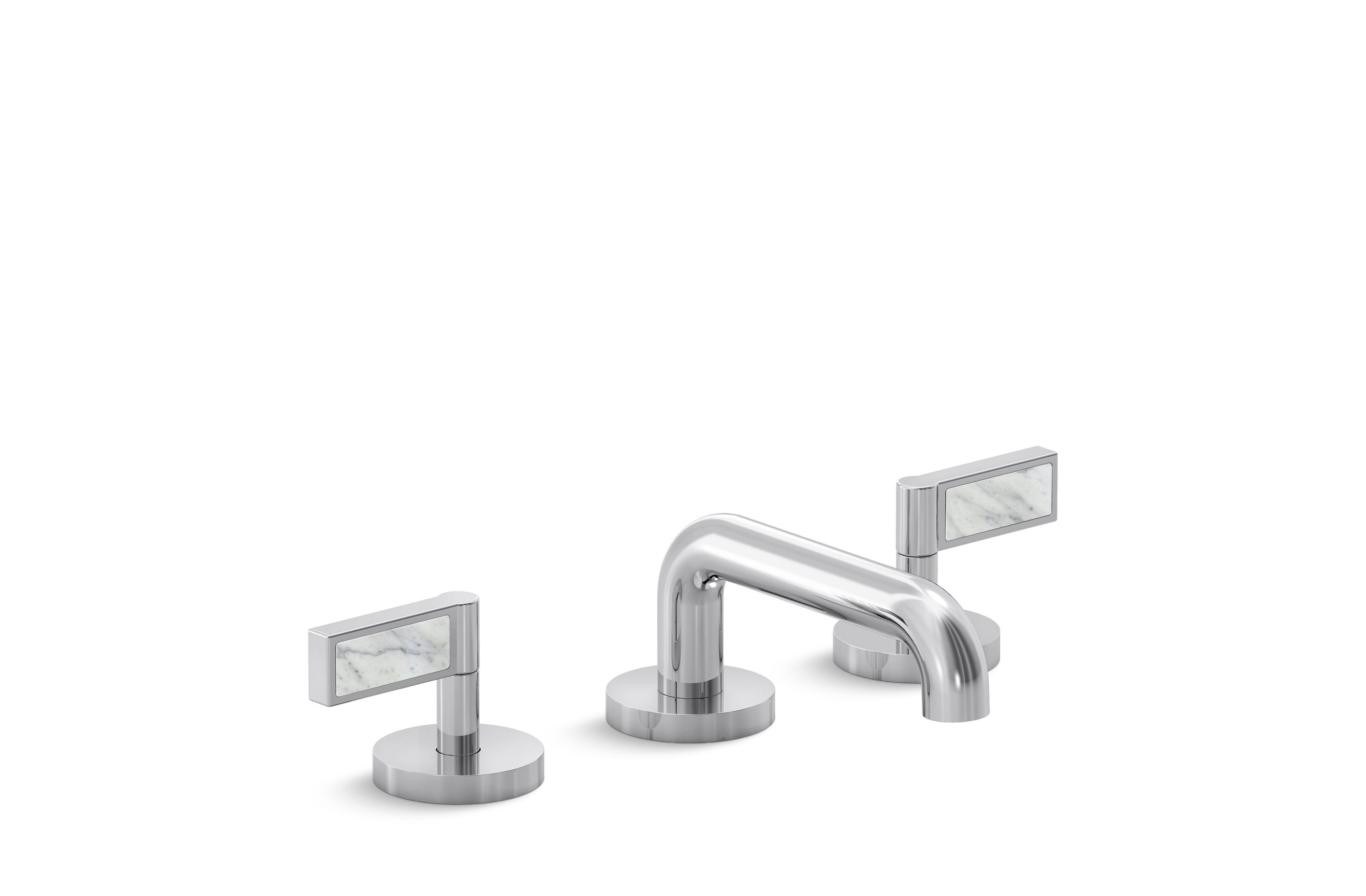 One™ — Sink faucet, low spout, white Carrara handles