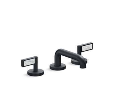 Sink faucet, low spout, white Carrara handles