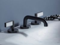 Sink Faucet, Low Spout, White Carrara Handles 8