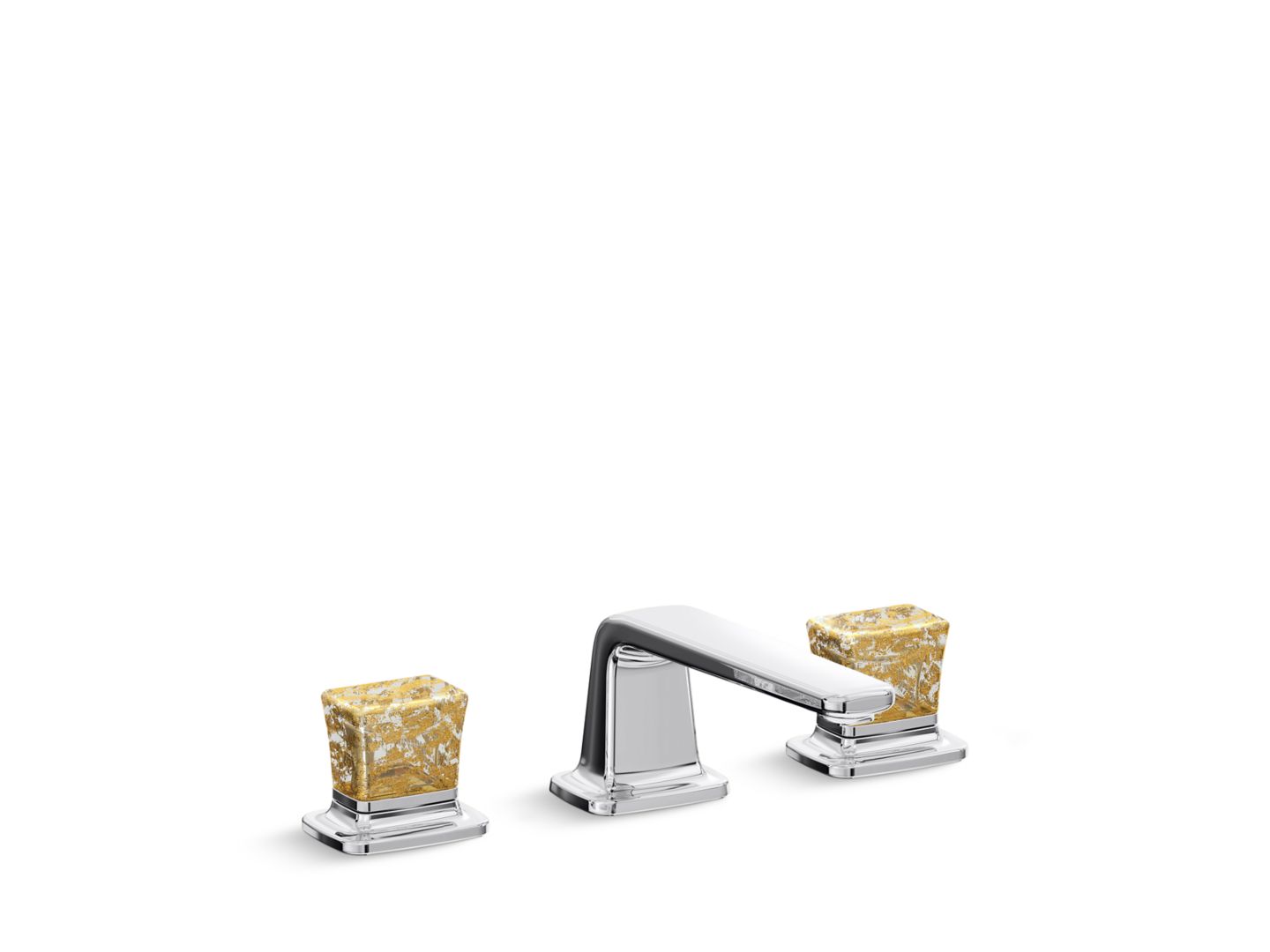 Per Se® Decorative Sink faucet, low spout, gold flake crystal knob handles