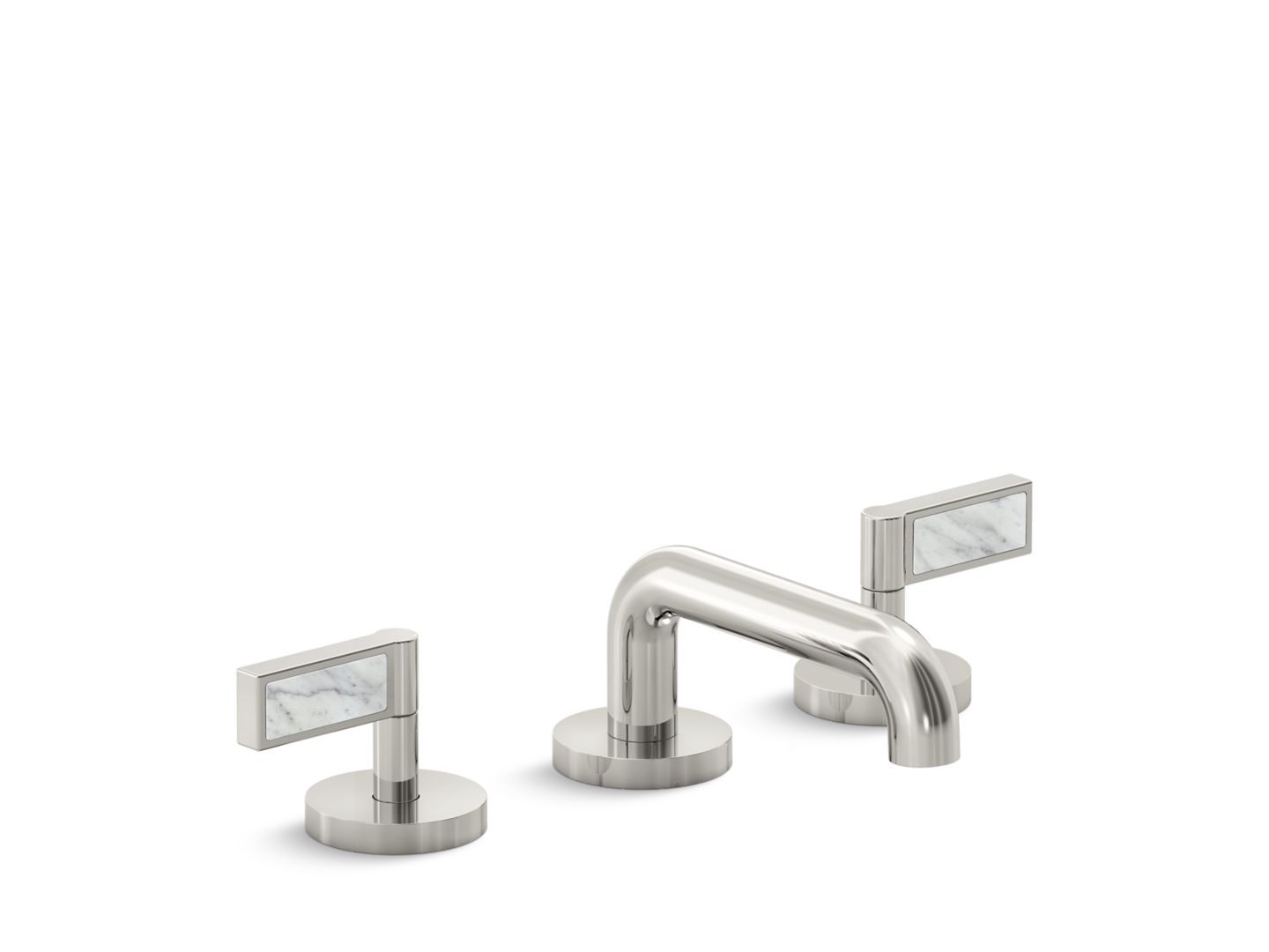 One™ Sink faucet, low spout, white Carrara handles