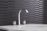 Sink faucet, arch spout, clear Saint-Louis crystal knob handles 2