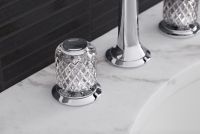 Sink faucet, arch spout, clear Saint-Louis crystal knob handles 6