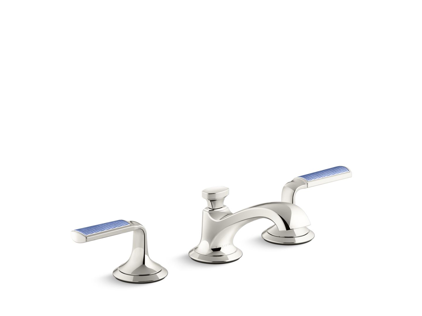 Script® Decorative Sink faucet, low spout, Celeste Blue Wave enamel lever handles