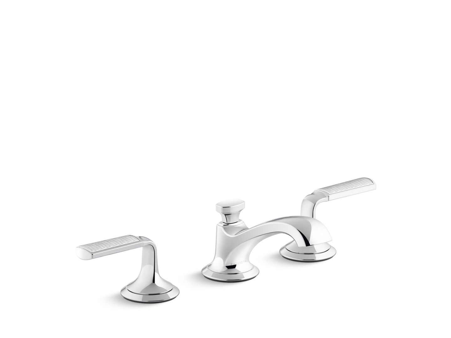 Script Sink Faucet, Low Spout, Frost Wave Enamel Lever Handles