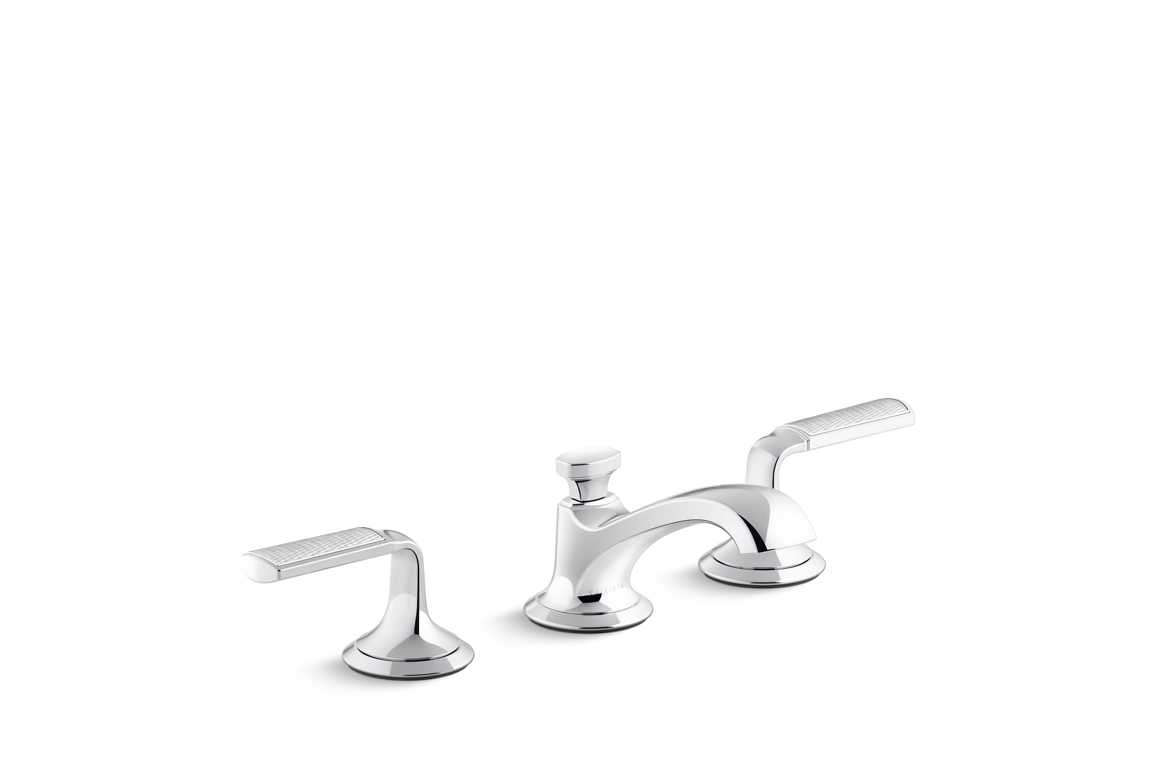Script® Decorative — Sink faucet, low spout, Frost Wave enamel lever handles