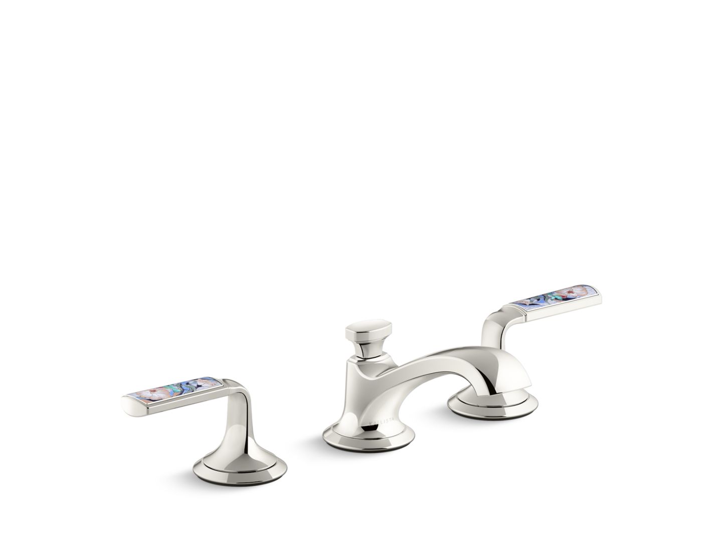 Script® Decorative Sink faucet, low spout, Spring Rain enamel lever handles