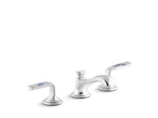 Script® Decorative Sink faucet, low spout, Spring Rain enamel lever handles