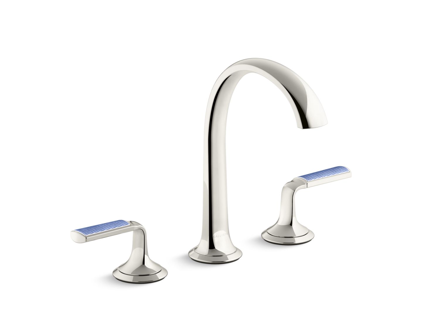 Script® Decorative Sink faucet, arch spout, Celeste Blue Wave enamel lever handles