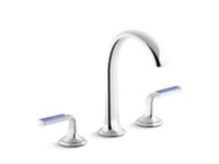 Sink Faucet, Arch Spout, Celeste Blue Wave Enamel Lever Handles 0