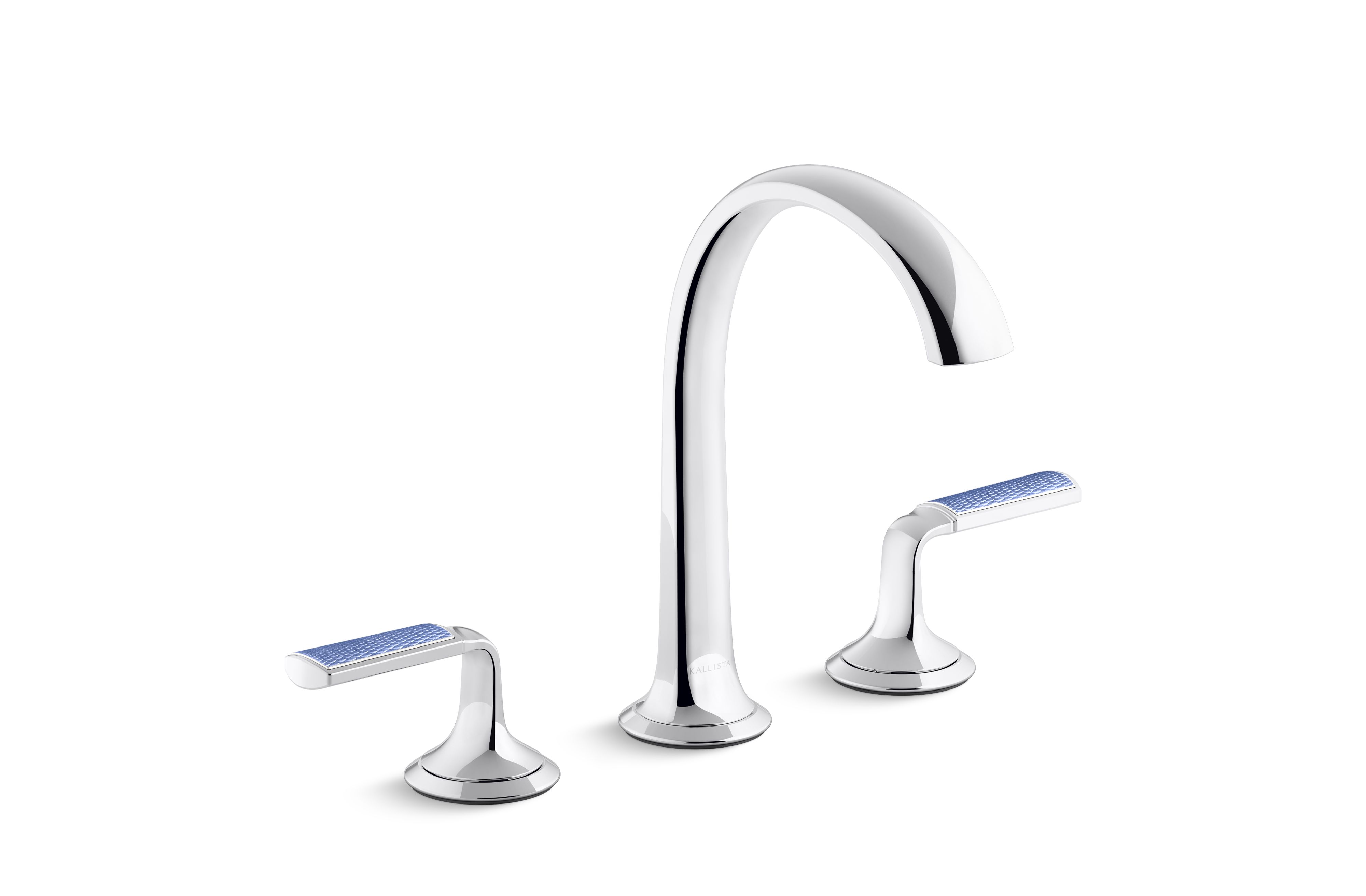 Script® Decorative — Sink faucet, arch spout, Celeste Blue Wave enamel lever handles