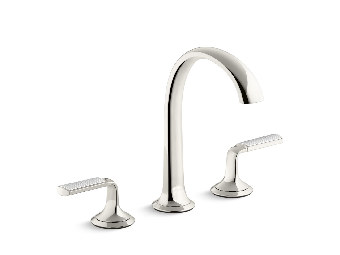 Script® Decorative Sink faucet, arch spout, Frost Wave enamel lever handles