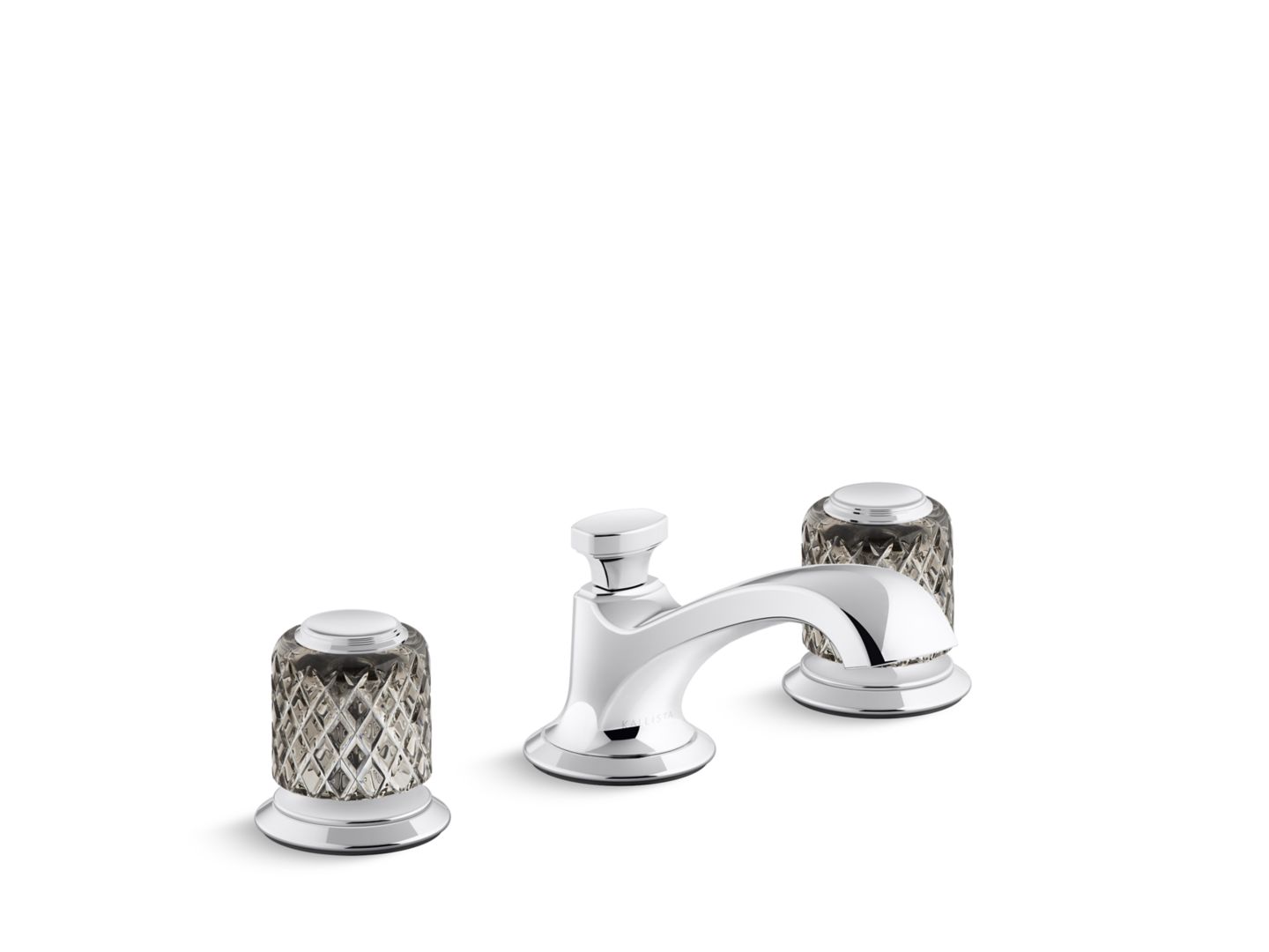 Script® Decorative Sink faucet, low spout, flannel grey Saint-Louis crystal knob handles