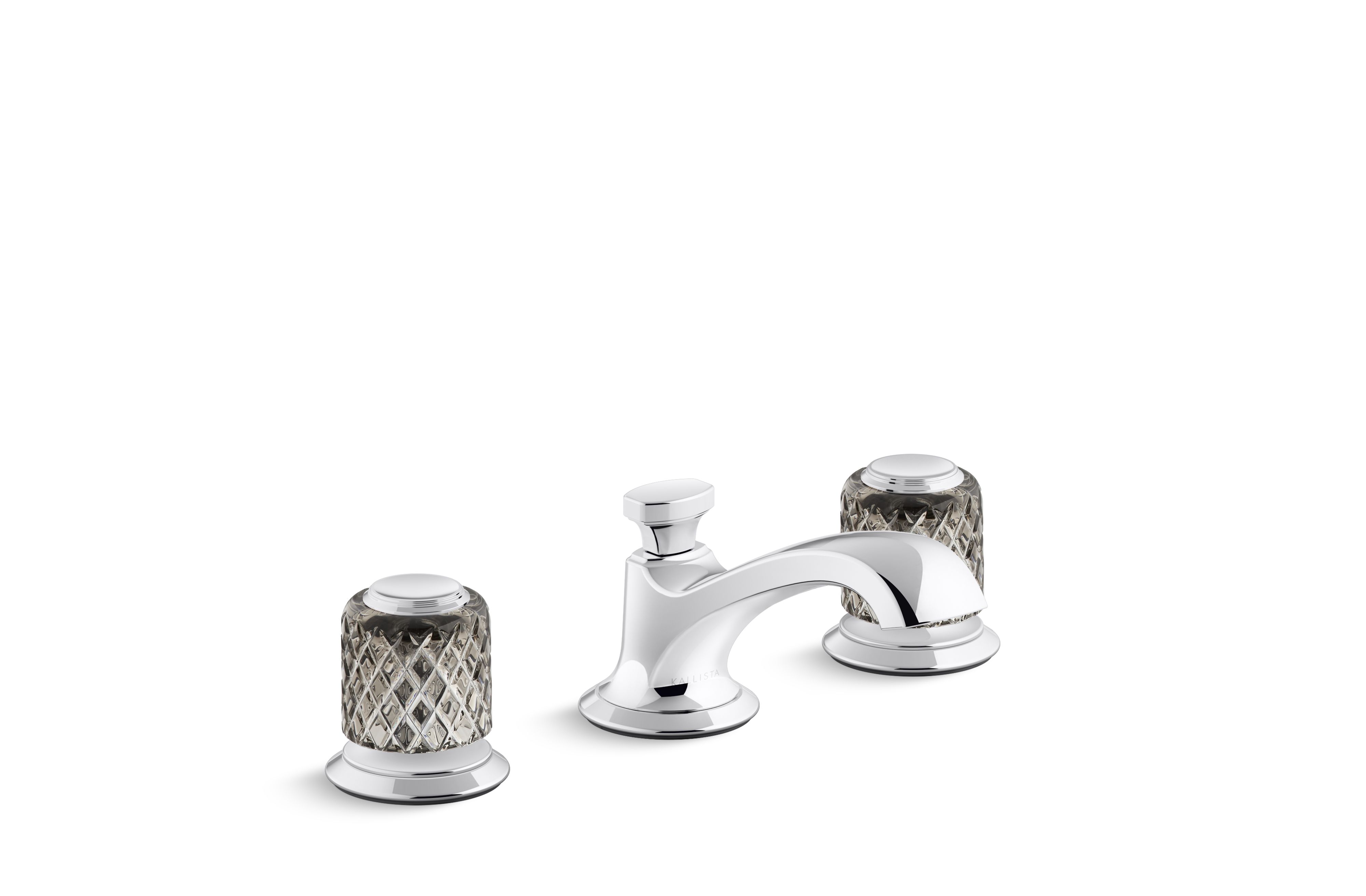 Script® Decorative — Sink faucet, low spout, flannel grey Saint-Louis crystal knob handles