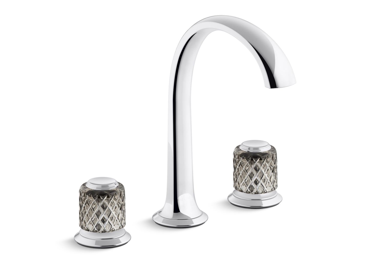 Script® Decorative Sink faucet, arch spout, flannel grey Saint-Louis crystal knob handles