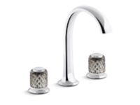 Sink faucet, arch spout, flannel grey Saint-Louis crystal knob handles 0