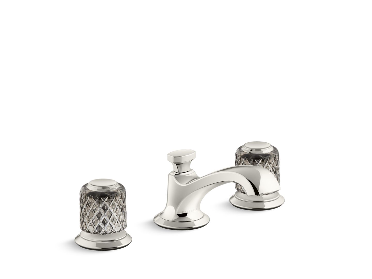 Script® Decorative Sink faucet, low spout, flannel grey Saint-Louis crystal knob handles