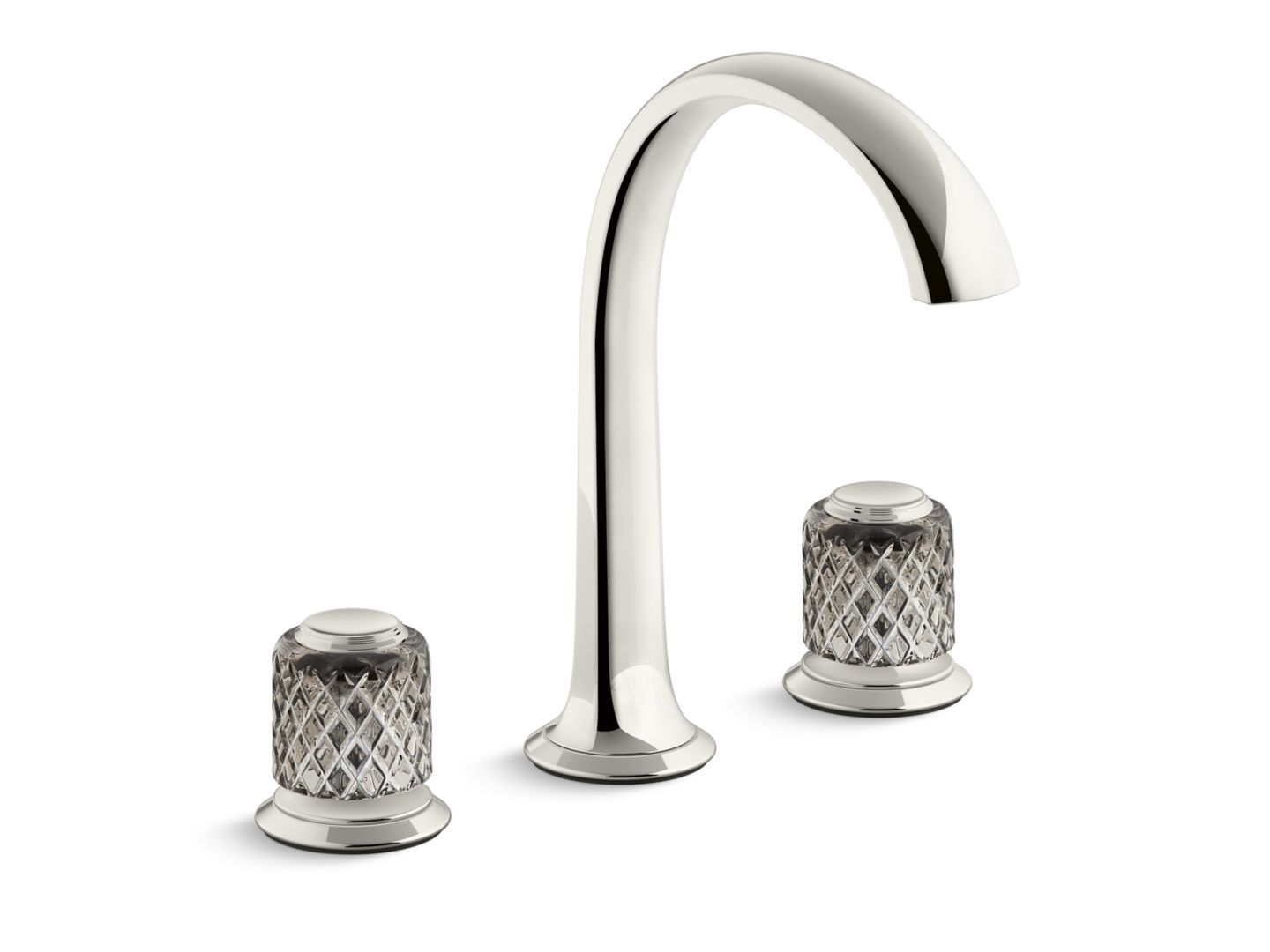 Script® Decorative Sink faucet, arch spout, flannel grey Saint-Louis crystal knob handles