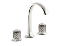 Sink faucet, arch spout, flannel grey Saint-Louis crystal knob handles 0