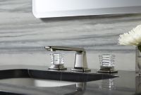 Sink faucet, low spout, clear Saint-Louis crystal knob handles 5
