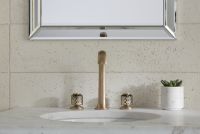 Sink faucet, arch spout, flannel grey Saint-Louis crystal knob handles 7