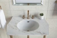 Sink faucet, arch spout, flannel grey Saint-Louis crystal knob handles 8