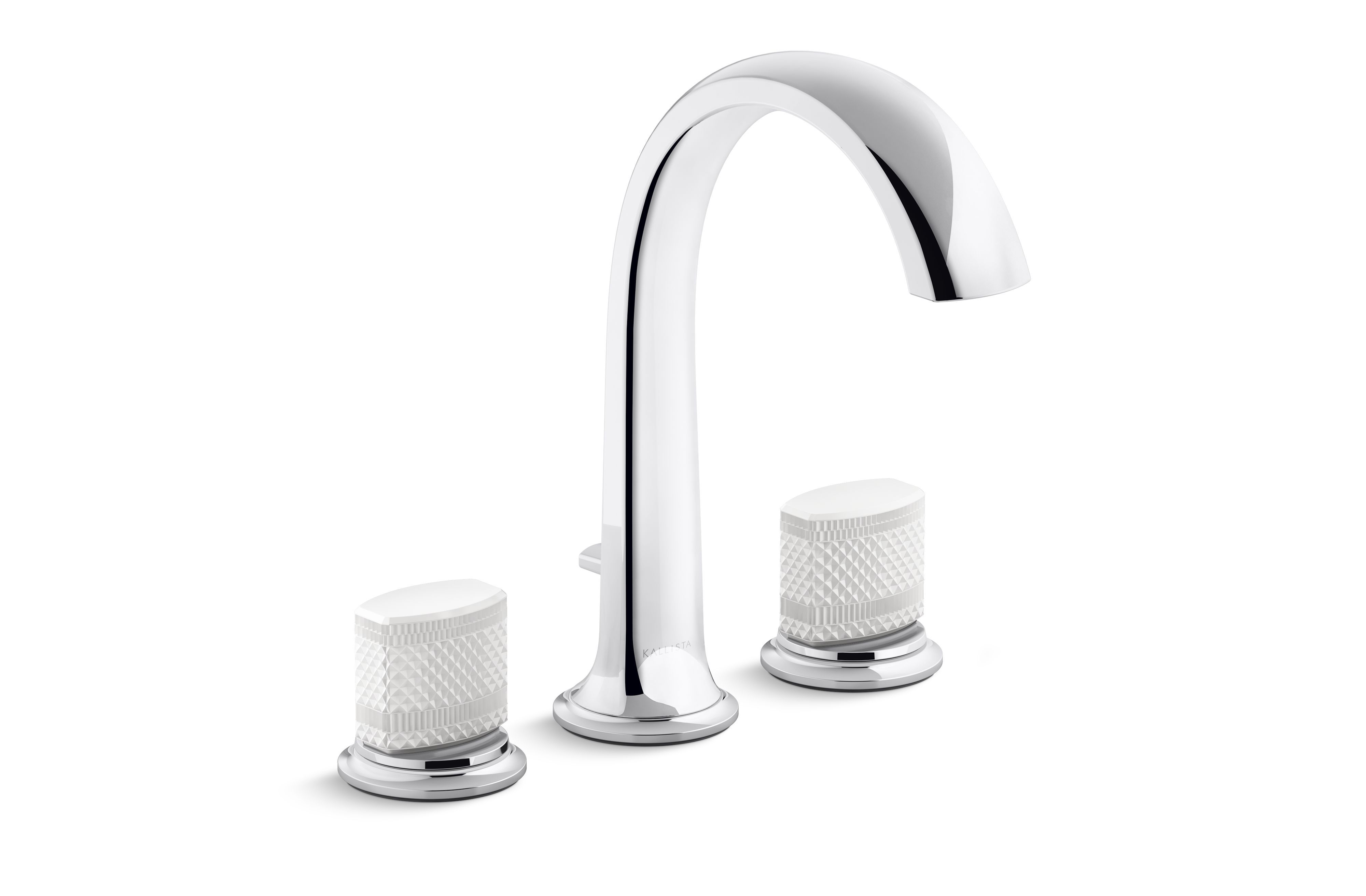 Script™ — Deck-Mount Bath Faucet with Diverter, White Porcelain Knob Handles
