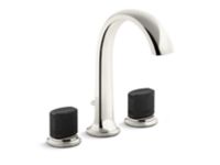 Deck-Mount Bath Faucet with Diverter, Matte Black Porcelain Knob Handles 0