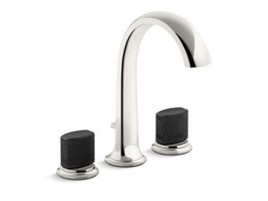 Deck-Mount Bath Faucet with Diverter, Matte Black Porcelain Knob Handles