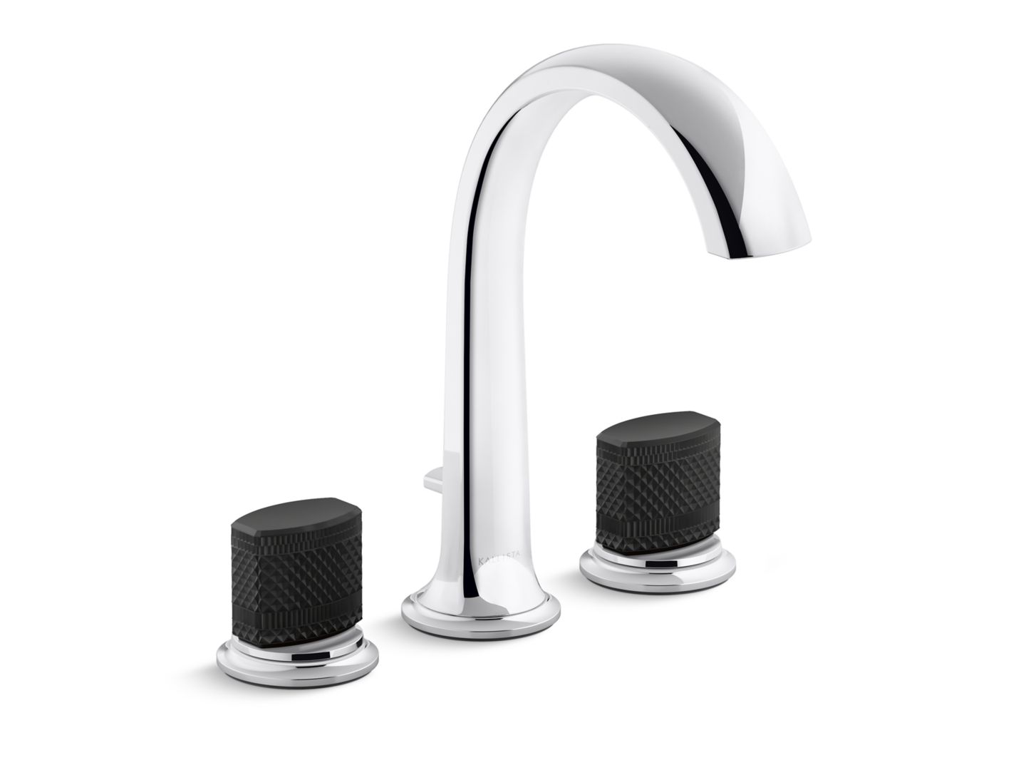 Script™ Deck-Mount Bath Faucet with Diverter, Matte Black Porcelain Knob Handles